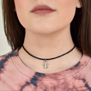 Silver Boho Cactus Charm Adjustable Cord Choker